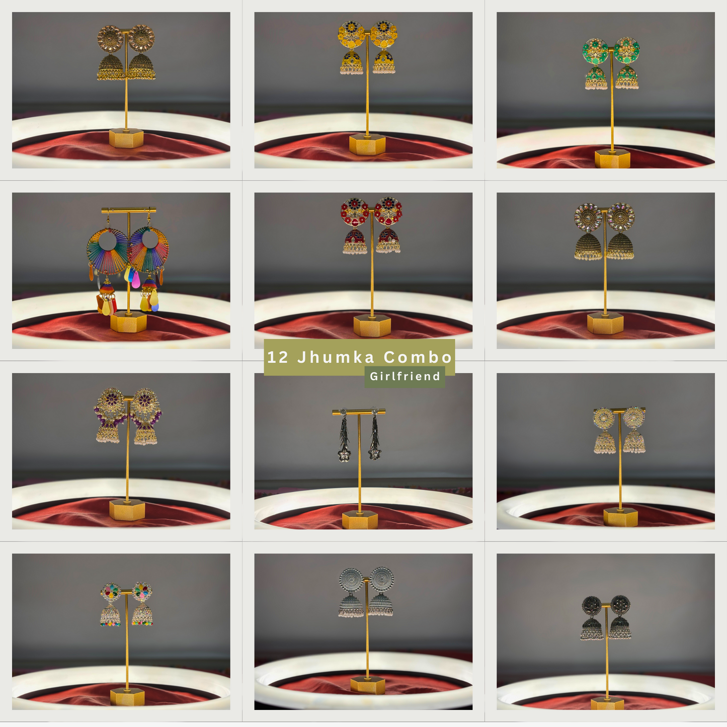 12 Pair Jhumka Earrings Combo Gift for Girls & Women | Ethnic & Trendy Earrings Set | Ideal Gift for Girlfriend, Wife, Sister & Birthday Surprise