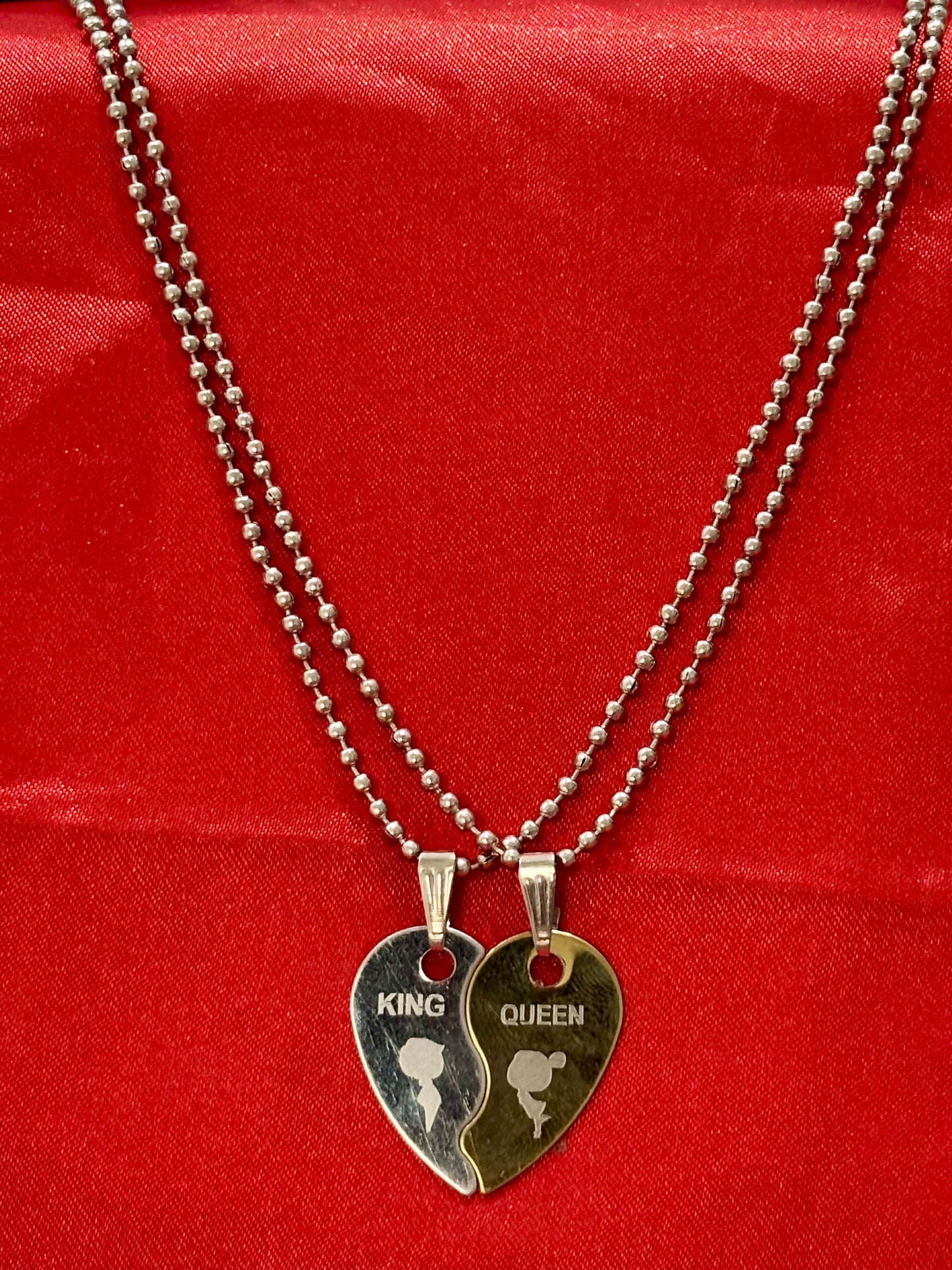 Couple Jewelry Combo Set – King & Queen Heart Locket with Matching His & Her Bracelets and Adjustable Ring | Perfect for Gifting